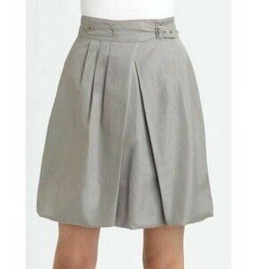 Akris Punto Gray Cotton Mini Pleated Bubble Hem Academia Skirt 2